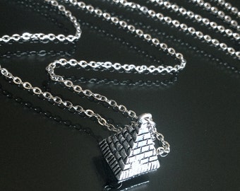 Ägyptische Pyramide Halskette Gizeh Silber 3D Halskette auf lange 30" Edelstahl Kette / / ägyptische