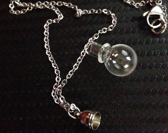 Befüllbare Mini Glas Flasche Potion Phiolen Anhänger Halskette auf 17 "Edelstahl Kette