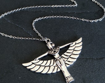 Ägyptische Königin Halskette Silber Göttin Anhänger | Extra lange 31" | Edelstahlkette // Ägypten // Archäologieschmuck // Mumie