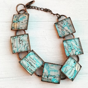 Map pendant bracelet