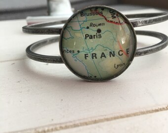 Paris map bracelet
