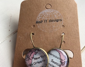 Coast to coast map earrings