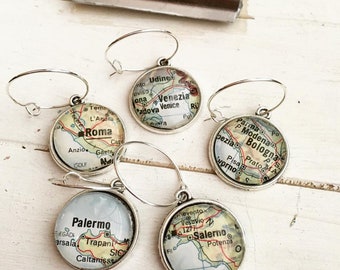 City map wine charms