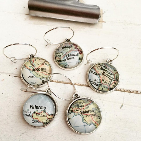 City map wine charms