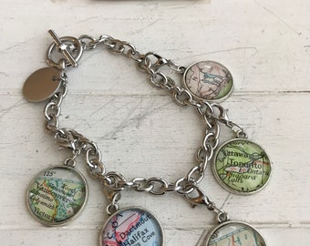 Canadian map charm bracelet.