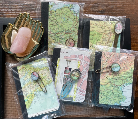 5 Mini Map Notebooks With Bookmark or Kilt Pin. Etsy