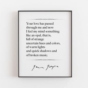 James Joyce Print / Love Quote Poster / 1st Anniversary Paper / 2nd Anniversary Cotton /  Black and White / Giclee