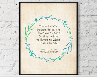 Paulo Coelho Quote Print / The Alchemist Poster / Physical Print / Various Sizes