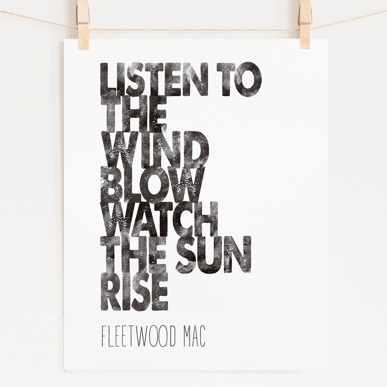 Fleetwood Mac Poster Listen to the Wind Blow Print Physical Print Music Lyric Giclee