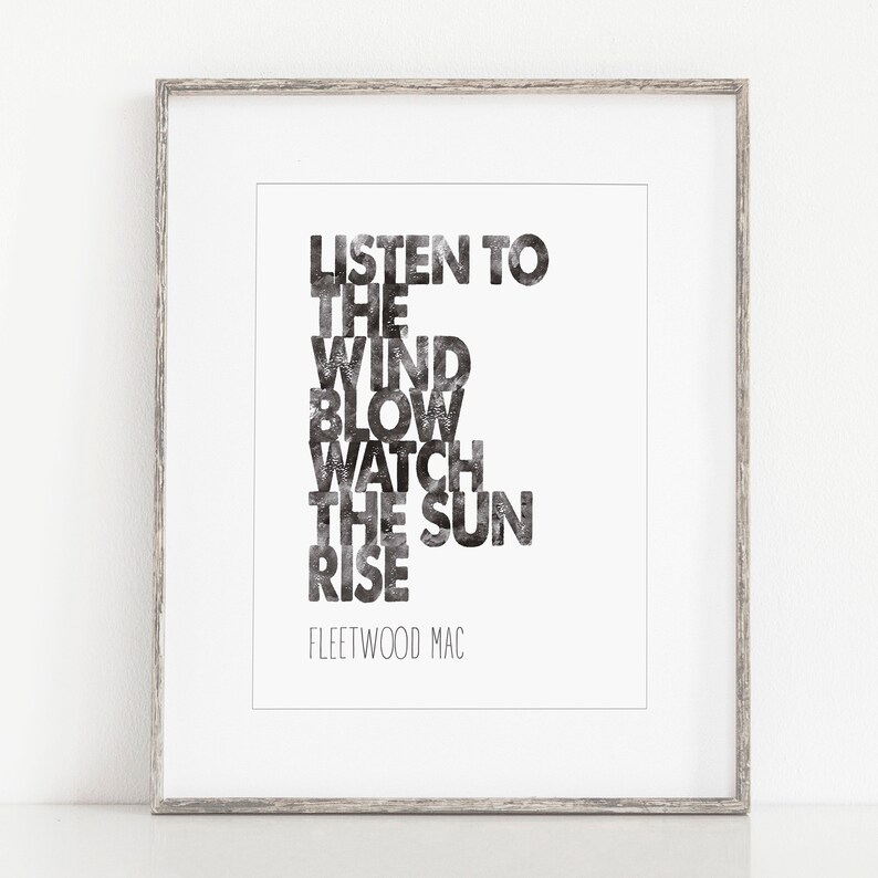 Fleetwood Mac Poster Listen to the Wind Blow Print Physical Print Music Lyric Giclee