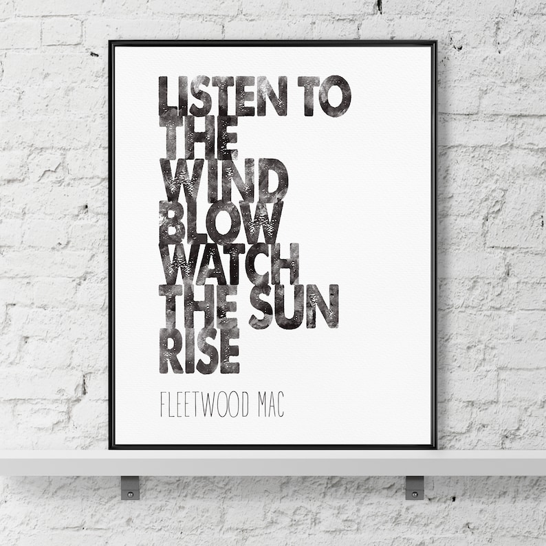 Fleetwood Mac Poster Listen to the Wind Blow Print Physical Print Music Lyric Giclee