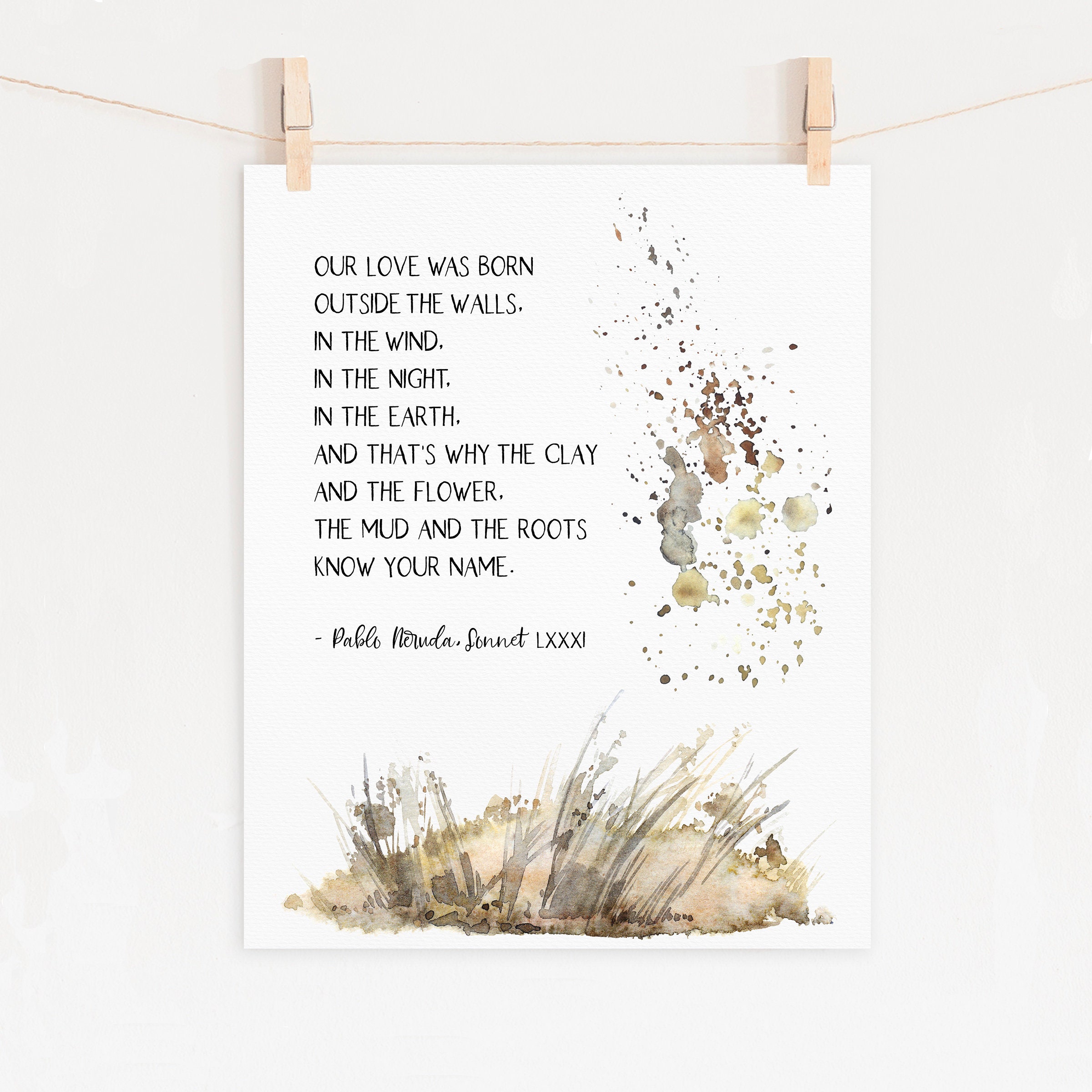 Pablo Neruda Citation Art Print Our Love Was Born Grandes Etsy France