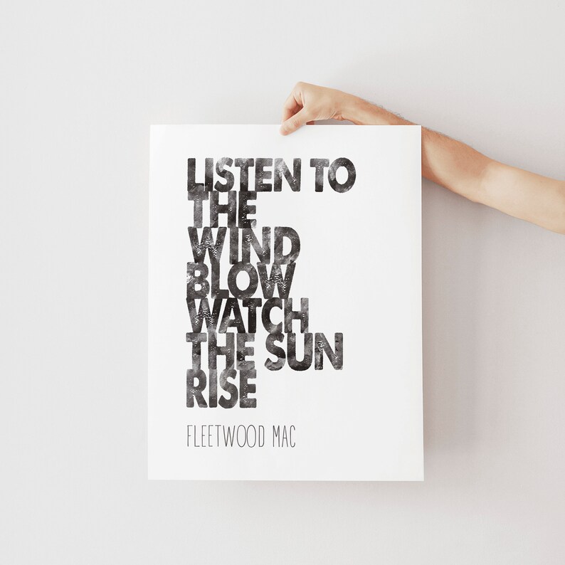 Fleetwood Mac Poster Listen to the Wind Blow Print Physical Print Music Lyric Giclee