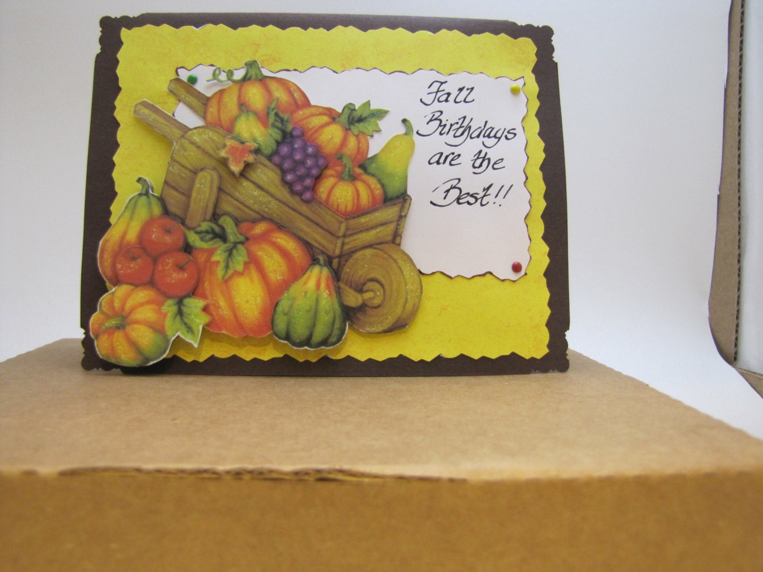 Fall birthday card beautiful harvest vegetables on a yellow Etsy