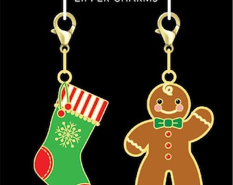 Zipper Pull - Christmas Stocking - Gingerbread Man - CH113
