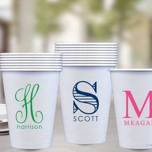 Monogram Coffee Cups Monogrammed Traveling Coffee Cup Personalized Disposable Paper Cups image 1