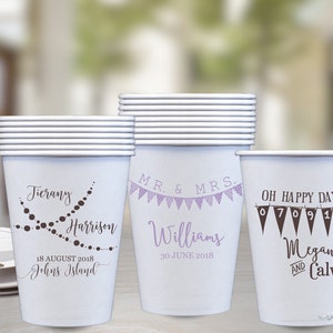 Personalized Wedding Paper Cups: Mr. & Mrs. Bunting Banner