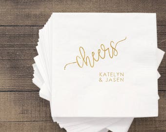 Cheers Wedding Napkins | Customizable Engagement Bridal Parties or Shower | social graces and Co