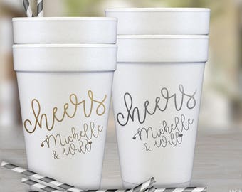Personalized Foam Cups Cheers Wedding Party Styrofoam Cups