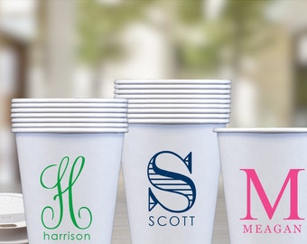 Monogram Coffee Cups - Monogrammed Traveling Coffee Cup - Personalized Disposable Paper Cups