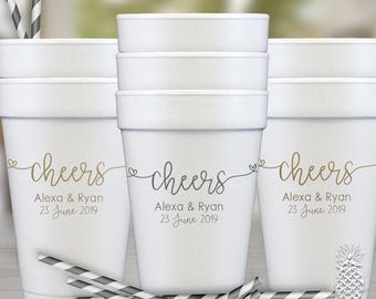 Cheers Wedding Cups: Customizable Styrofoam Party Favors