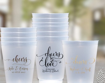 Wedding Party Cups | Personalized Frosted Cup | Cheers Bride and Groom Cups | Personalized Plastic Cups