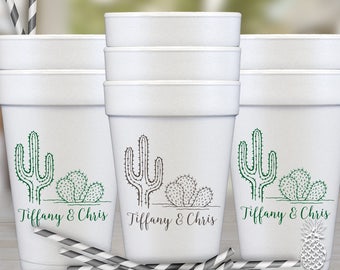 Personalized Foam Cup, Cactus Wedding Party Styrofoam Cups