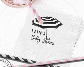 Umbrella Party | Personalized Cocktail Napkins | Birthday, Baby Shower or Sip and See Parties