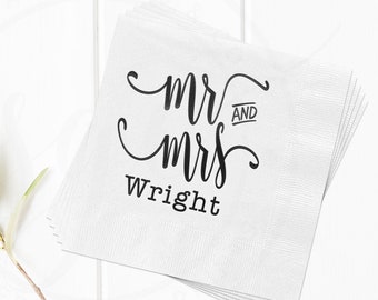 Personalized Mr and Mrs Wedding Napkins