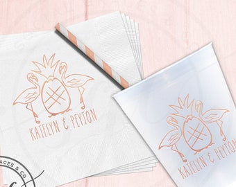 Pineapple Flamingo Party | Personalized Party Cups or Napkins