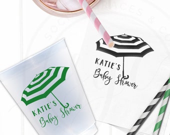 Personalized Baby Shower Cocktail Napkins or Cups, Umbrella Party