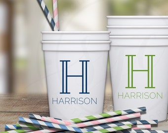 Monogram Initial Personalized Plastic Cups