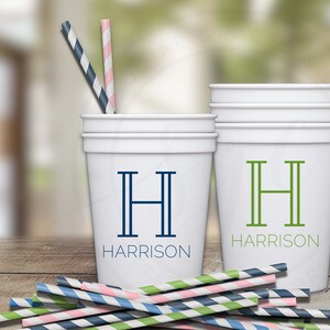 Monogram Initial Personalized Plastic Cups image 1