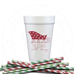 Santa Sleigh Christmas Party Foam Cups
