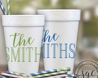 Personalized Foam Cups, Family Last Name