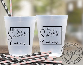 Personalized Cups | Wedding Monogram Cups | Custom Party Cups | Personalized Plastic Cups | Bride Groom Party Cups