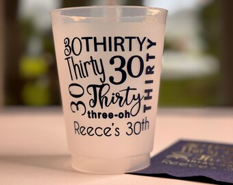 30th 40th 50th or 60th Birthday | Plastic Party Cups or Napkins | social graces Co.