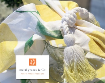 Watercolor Citrus Lemons Napkins, Cloth Napkin, Placemat or Hostess Tea Towel