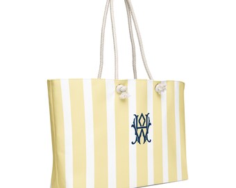 Cabana Stripe Monogram Beach Tote