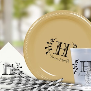 Monogram Party Plates, Cups, Napkins
