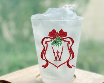Mistletoe Monogrammed Crest Party Cups
