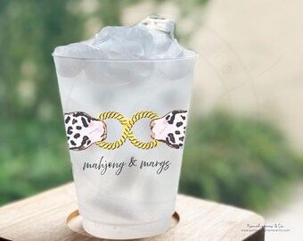 Mahjong Party Cups, Full Color Digitally Printed Frosted Shatterproof Cup, Pack of 25