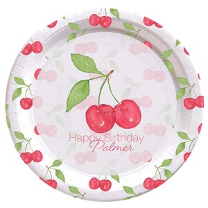 Printed Paper Plates, Summer Cherry Party Theme, Plates or Napkins