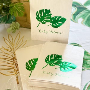 Foil Stamped Monstera Palm Leaf Treat Bags: Bridal, Baby Shower, Wedding Favors