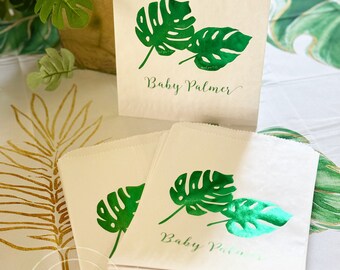 Foil Stamped Monstera Palm Leaf Treat Bags: Bridal, Baby Shower, Wedding Favors
