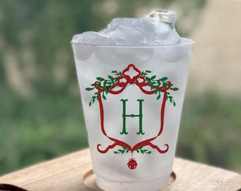 Christmas Holiday Monogrammed Crest Party Cups