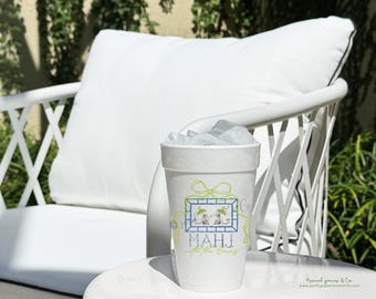 Mahjong Party Styrofoam Foam Cups, 16oz To Go Cup Full Color Prints