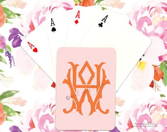 Custom Monogram Deck of Cards, Personalized Playing Cards