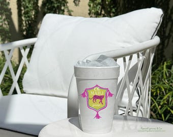 Mahjong Crest Styrofoam Party Cups, 16oz To Go Cup Full Color Prints