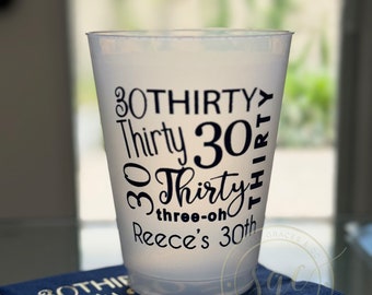 30th 40th 50th or 60th Birthday | Plastic Party Cups or Napkins | social graces Co.